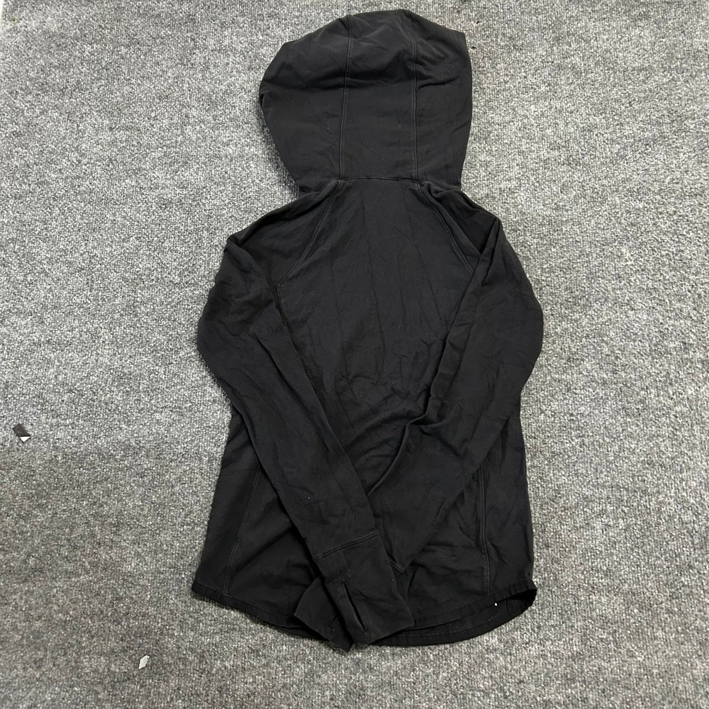 Athleta Hoodie Womens Size XS Black Cotton Blend Funnel Neck Thumbholes Active - Picture 6 of 7